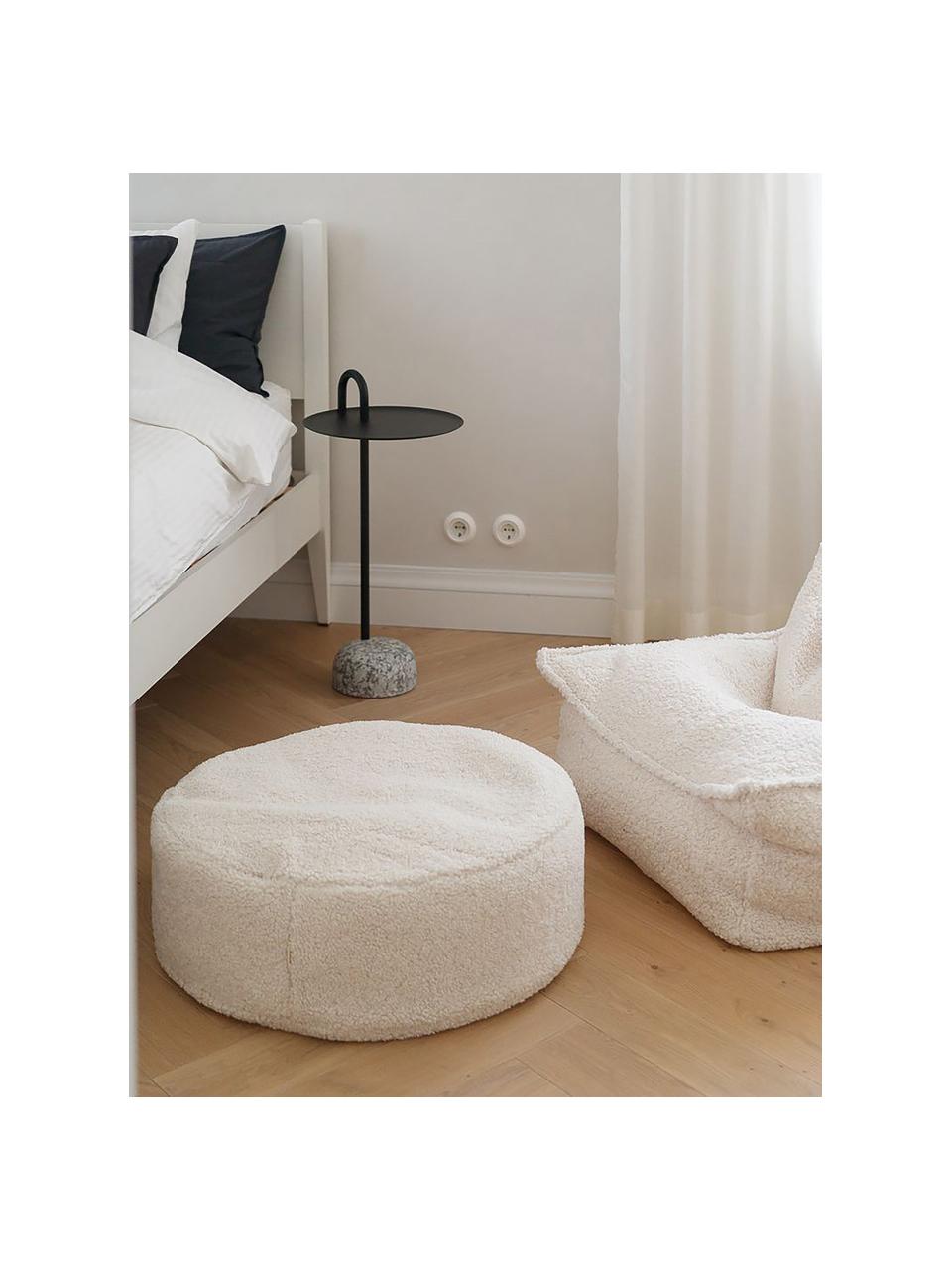 Pouf en peluche pour enfants Sugar, Ø 65 cm, Peluche blanc cassé, Ø 65 x haut. 20 cm