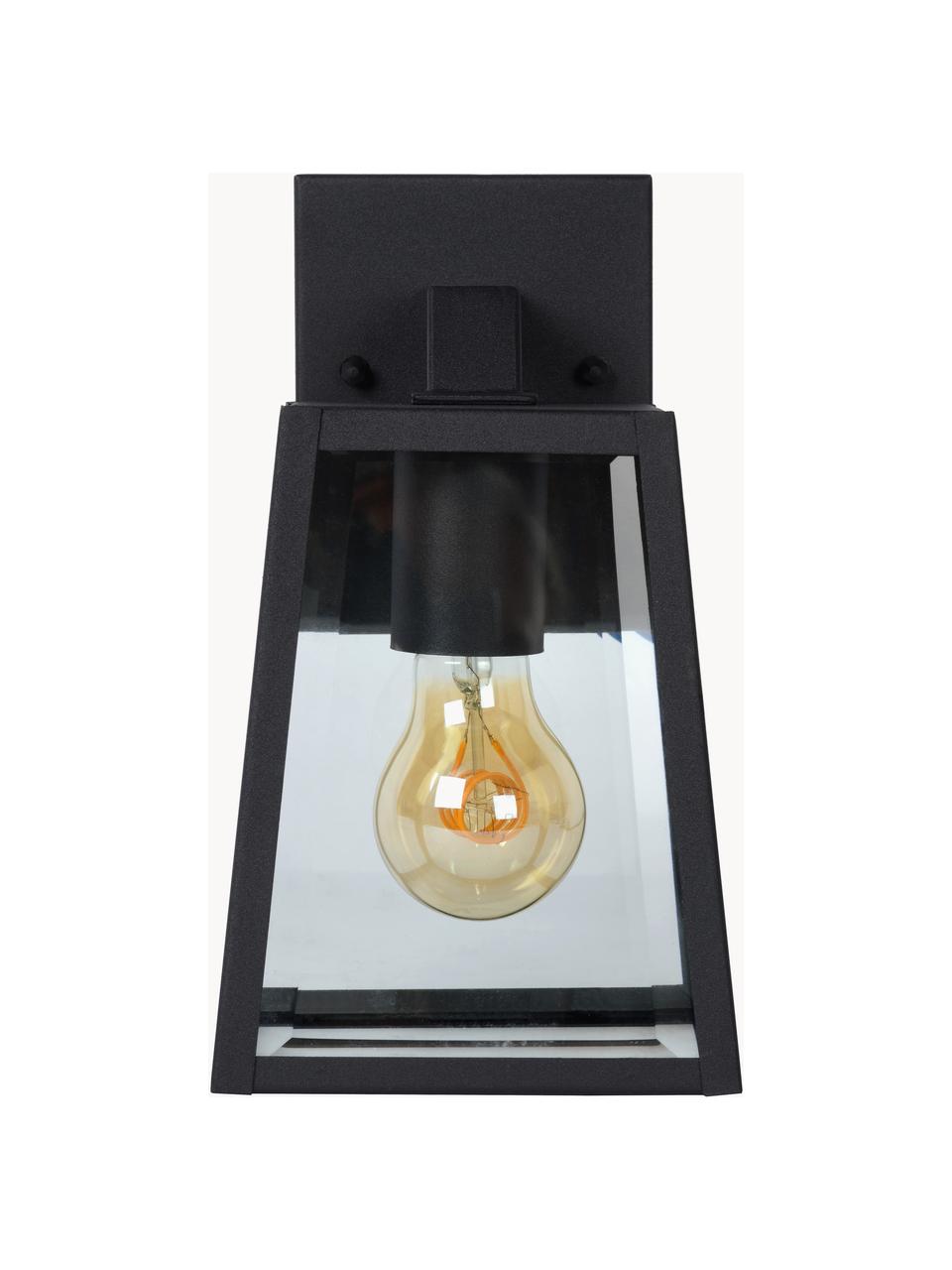 Außenwandleuchte Matslot aus Glas, Lampenschirm: Metall, beschichtet, Glas, Schwarz, Transparent, B 14 x H 25 cm