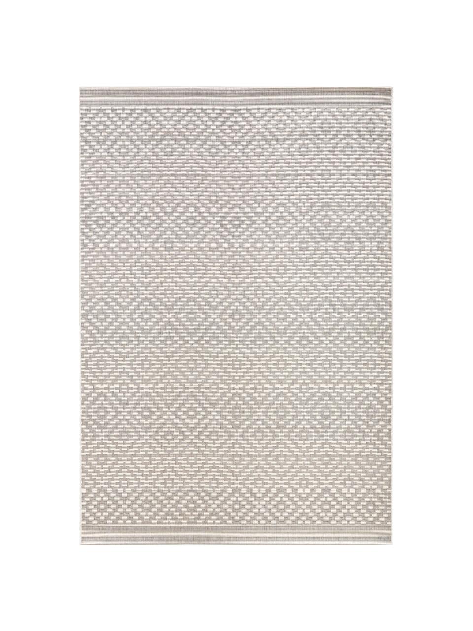 In- & Outdoor-Teppich Meadow Raute mit grafischem Muster, Grau, Beige, B 80 x L 150 cm (Grösse XS)