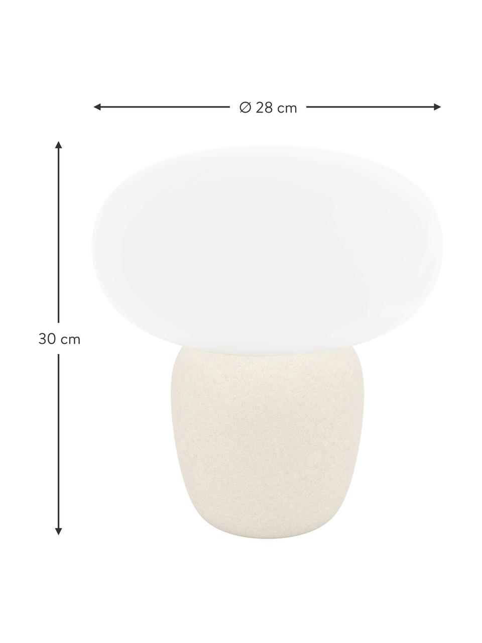 Kleine tafellamp Cahuama, Lampenkap: gesatineerd glas, Lampvoet: keramiek, Beige, wit, Ø 28 x H 30 cm