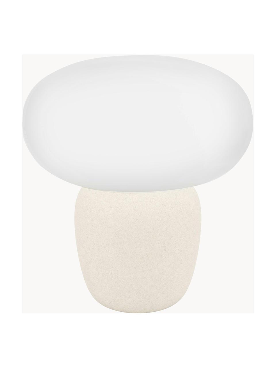 Lámpara de mesa pequeña Cahuama, Fijación: aluminio recubierto, Cable: cubierto en tela, Beige, blanco, Ø 28 x Al 30 cm