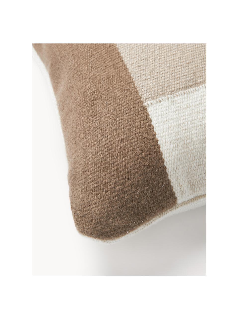 Funda de cojín de lana decorativa Aylin, 85% algodón, 15% poliéster, Tonos beige, An 50 x Al 50 cm