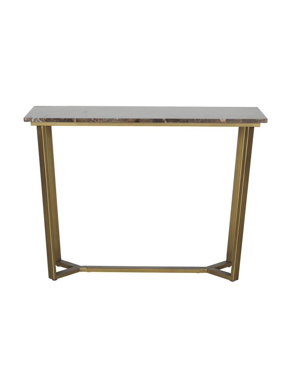 Marmeren wandtafel Emperor met messing frame, Frame: messing, Tafelblad: marmer, Messingkleurig, donkerbruin, beige, B 110 x D 40 cm