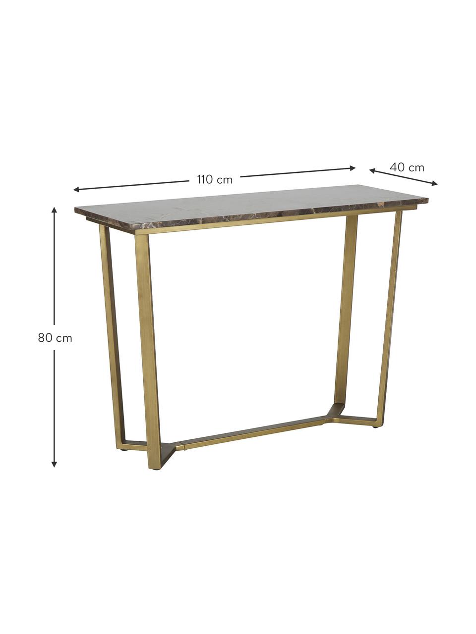 Marmeren wandtafel Emperor met messing frame, Frame: messing, Tafelblad: marmer, Messingkleurig, donkerbruin, beige, B 110 x D 40 cm