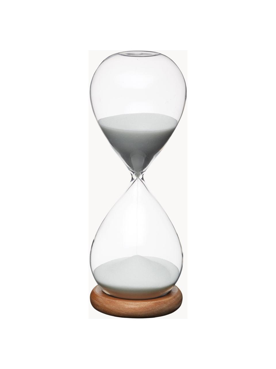 Presýpacie hodiny zo skla Natural, Priehľadná, akáciové drevo, Ø 8 x V 22 cm