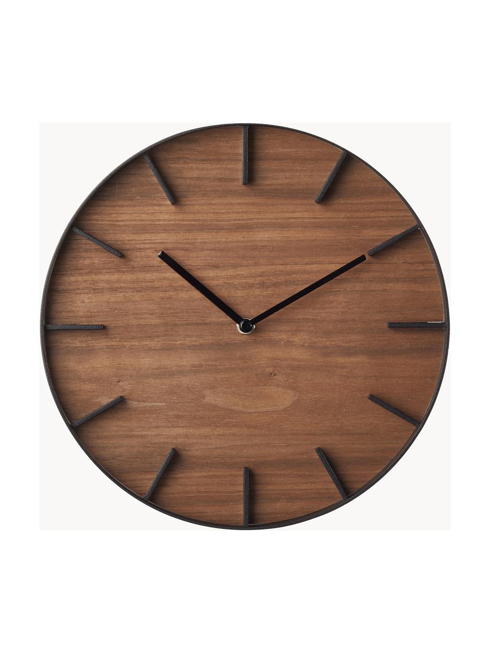 Reloj de pared Rin, Negro, madera oscura, Ø 27 cm