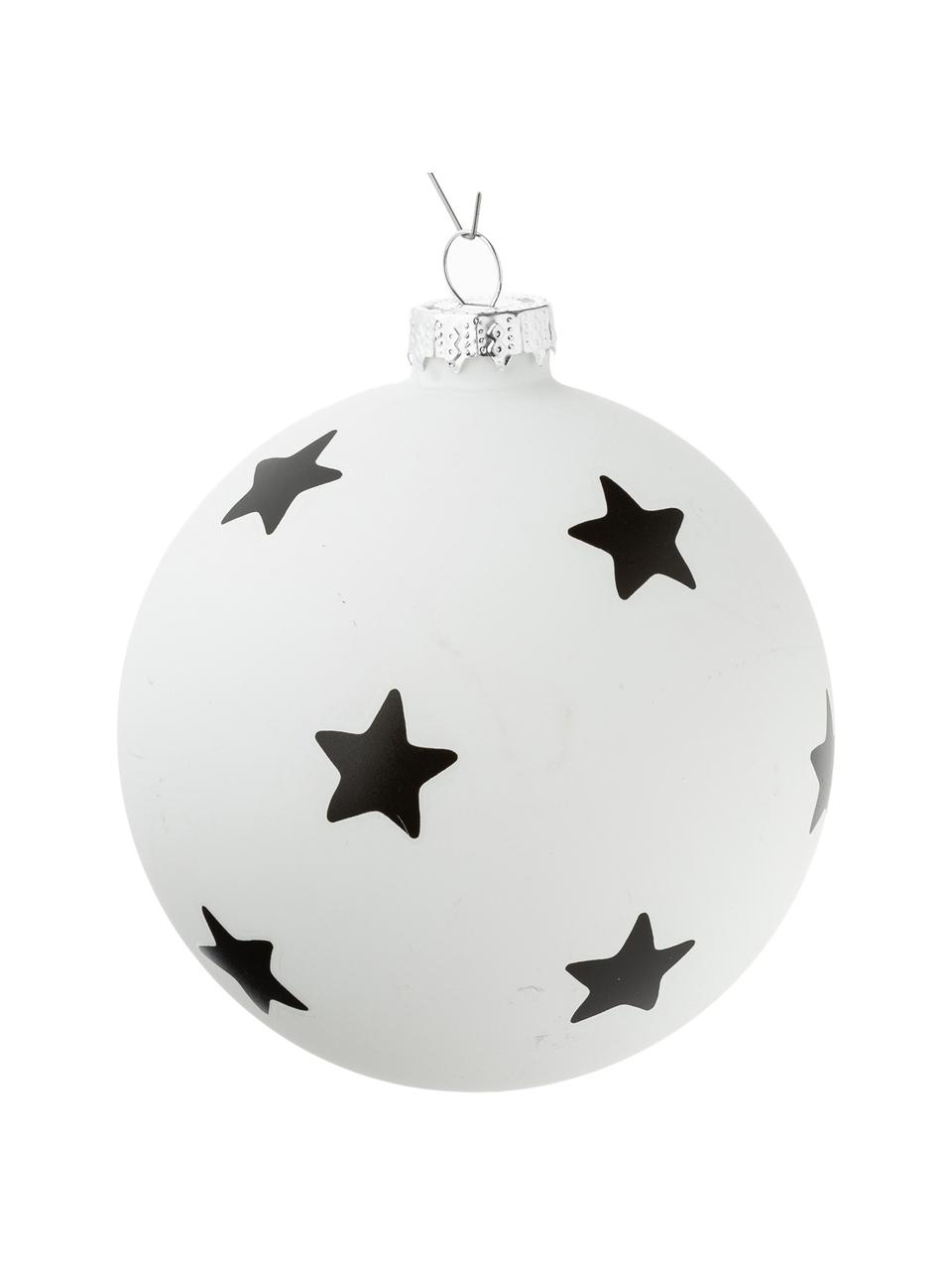 Kerstballenset Bullerbu, 6-delig, Ophanglus: kunststof, Wit, zwart, Ø 10 cm