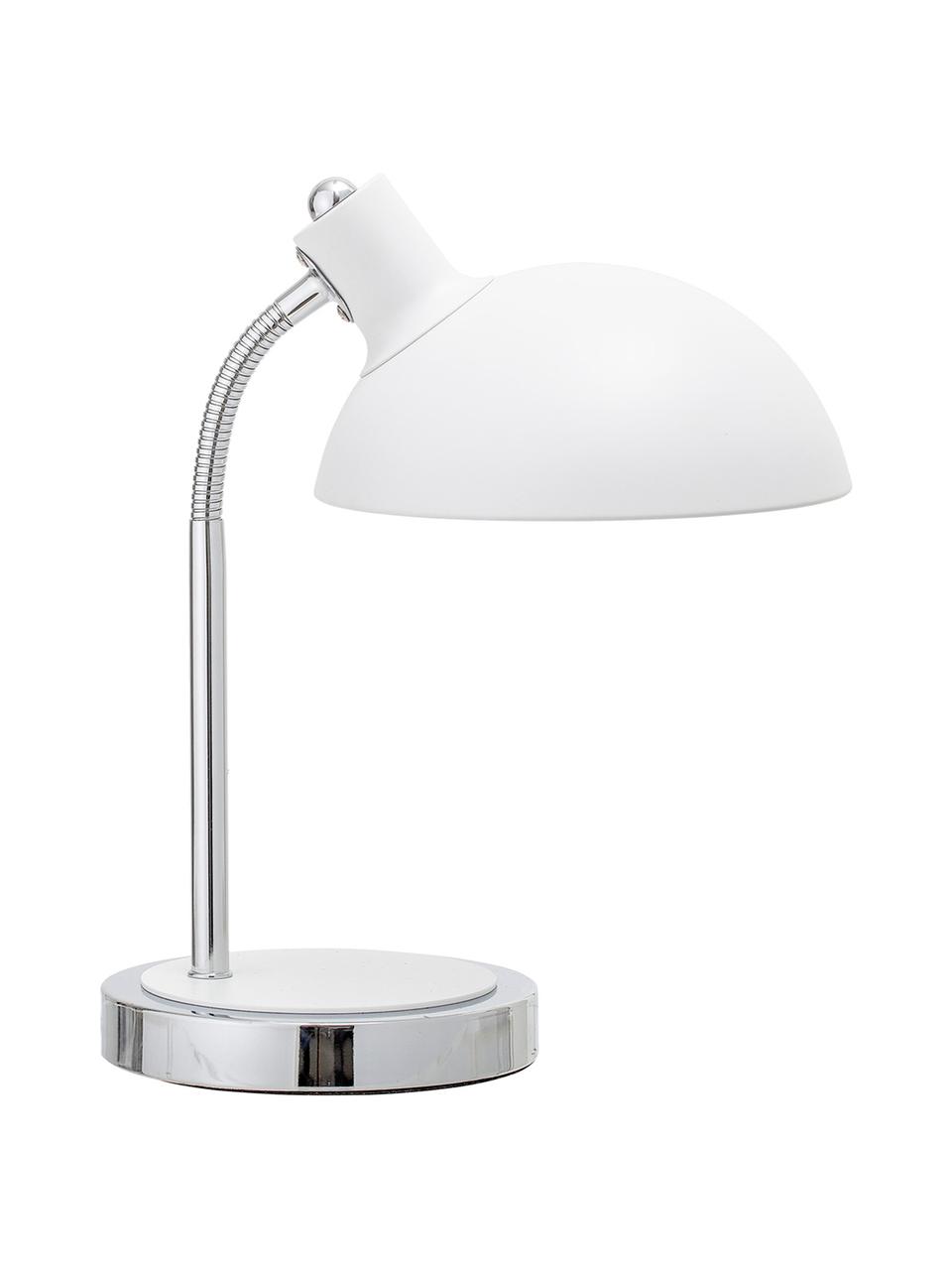 Schreibtischlampe Charlotte in Weiß, Lampenschirm: Metall, lackiert, Gestell: Metall, Lampenfuß: Metall, lackiert, Weiß, Ø 23 x H 40 cm