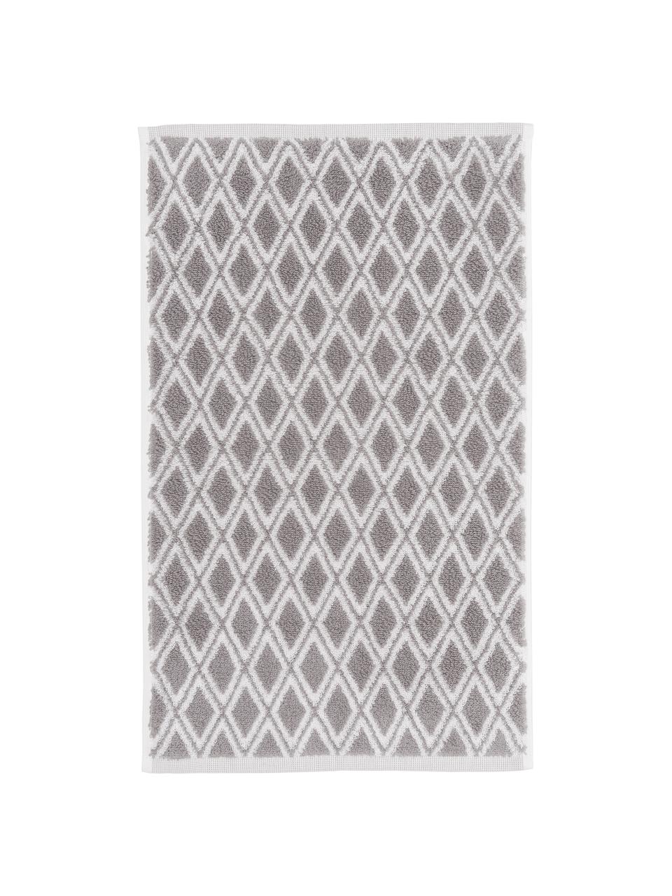 Serviette de toilette réversible en coton pur Ava, Gris, blanc crème, Serviettes de toilette, larg. 50 x long. 100 cm , 2 pièces