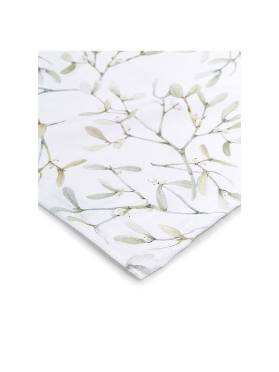 Camino de mesa Fairytale, 100% poliéster, Blanco, tonos verdes, An 40 x L 145 cm