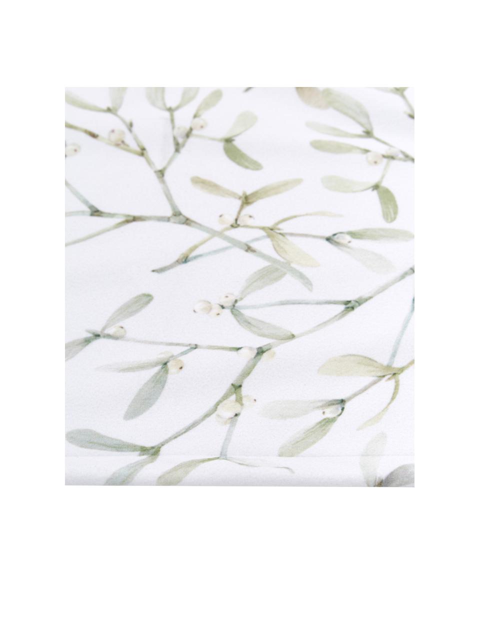 Camino de mesa Fairytale, 100% poliéster, Blanco, tonos verdes, An 40 x L 145 cm