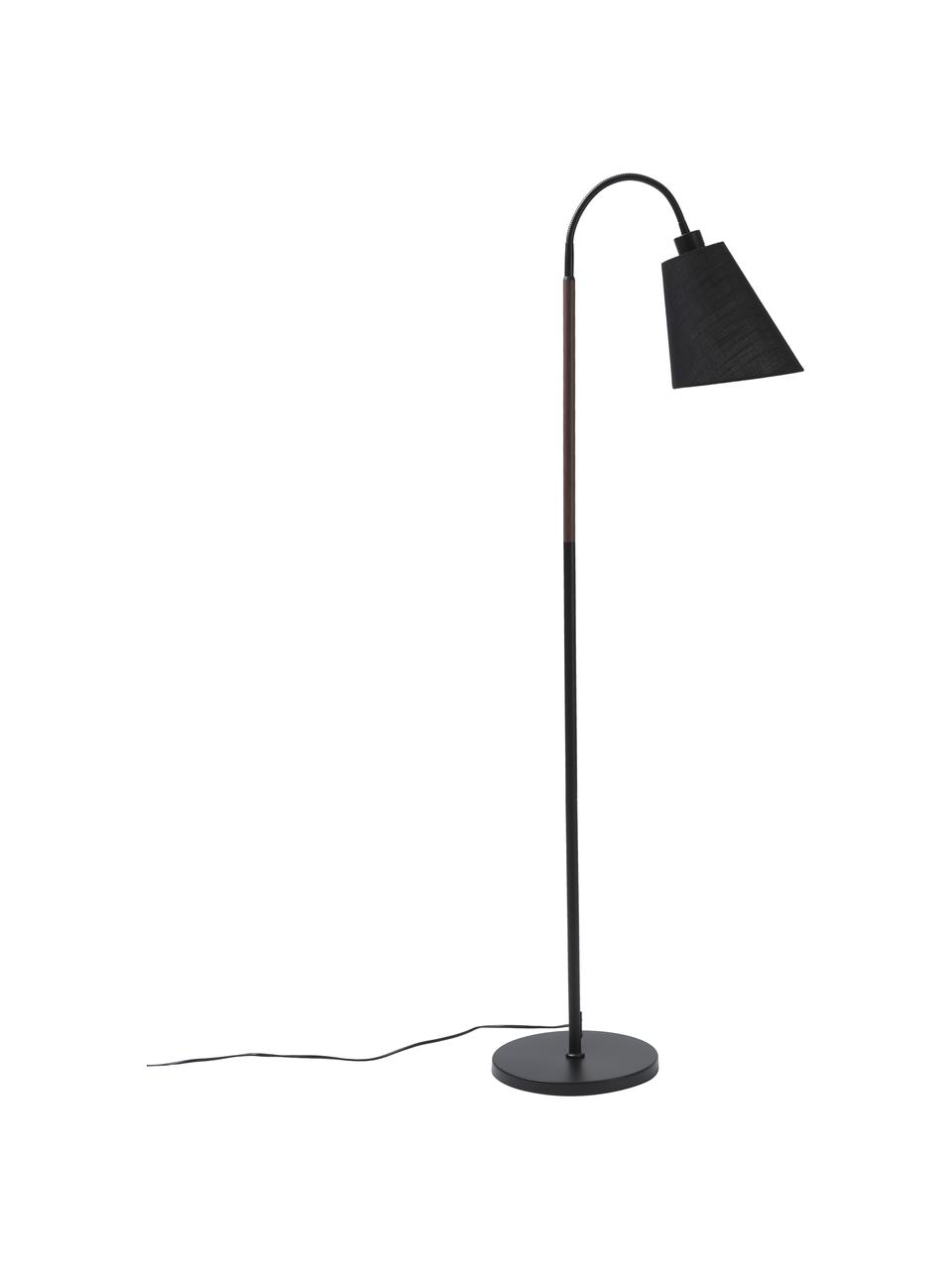 Lampa na čítanie s drevenou dekoráciou Ljusdal, Čierna, orechové drevo, Š 52 x V 140 cm