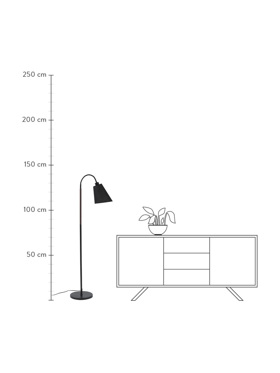 Lampa na čtení Ljusdal, Černá, ořechové dřevo, Š 52 cm, V 140 cm