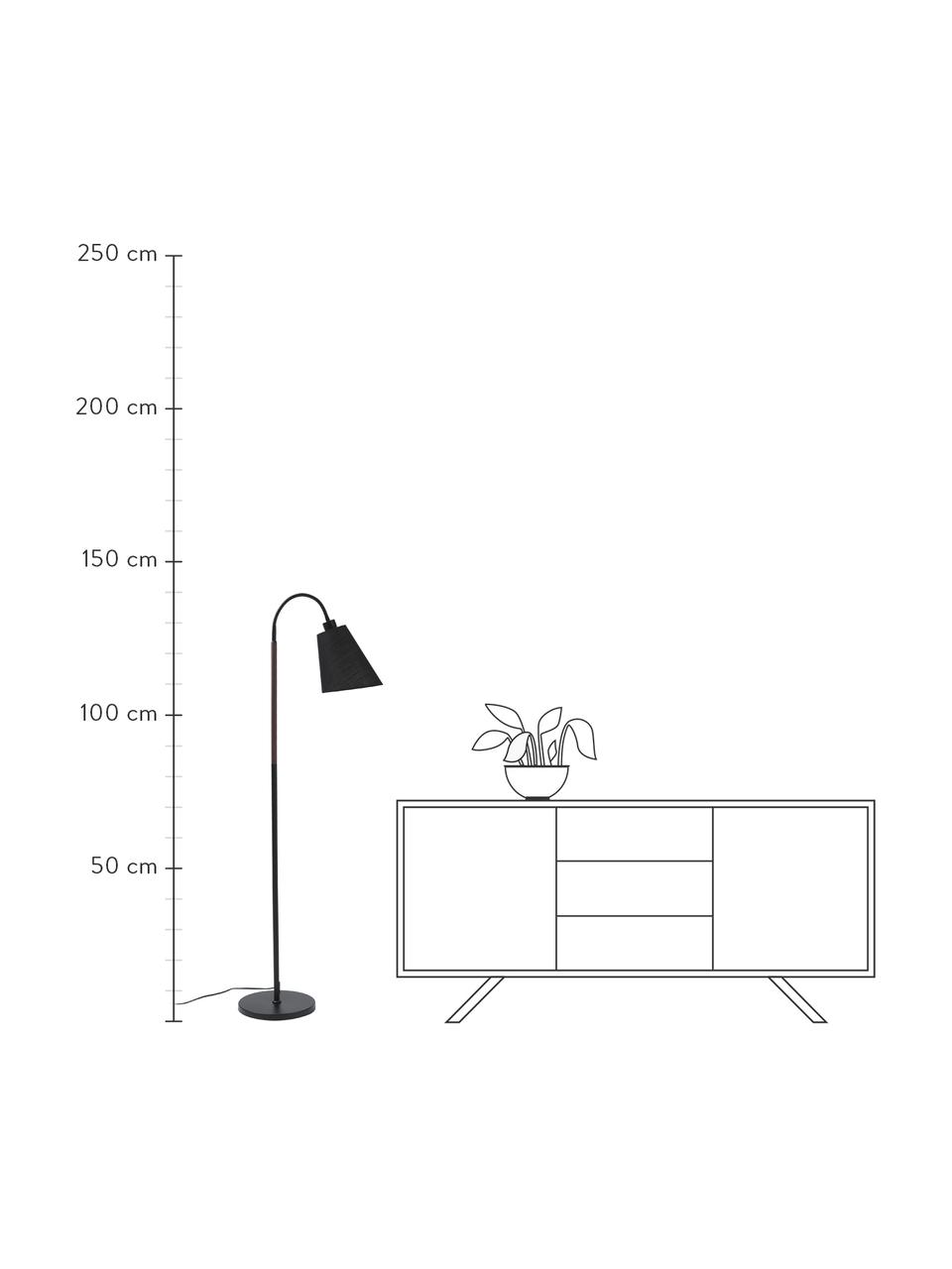 Lámpara de pie Ljusdal, Pantalla: tela, Cable: plástico, Negro, nogal, An 52 x Al 140 cm