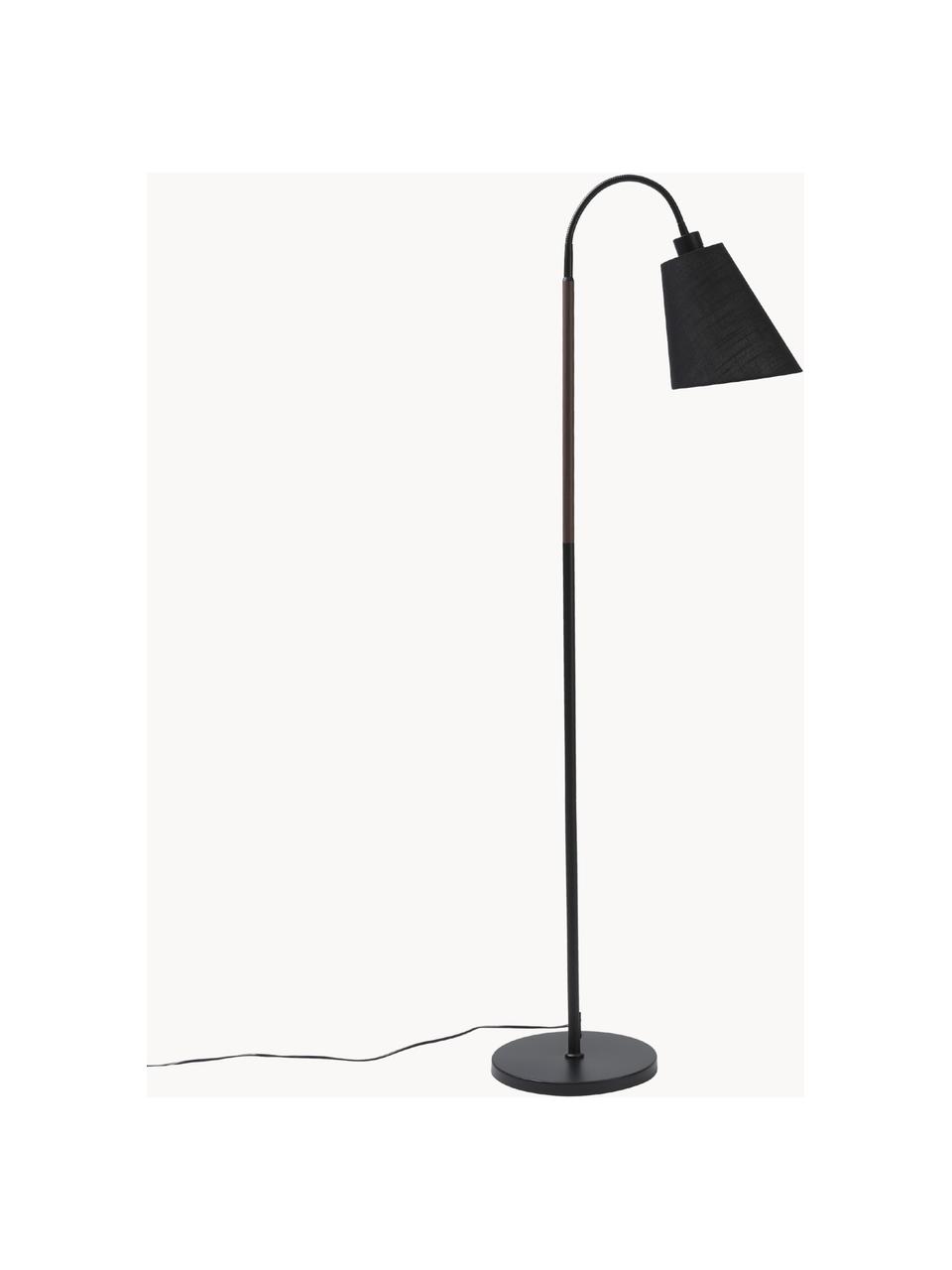 Lampa na čítanie s drevenou dekoráciou Ljusdal, Čierna, orechové drevo, V 140 cm