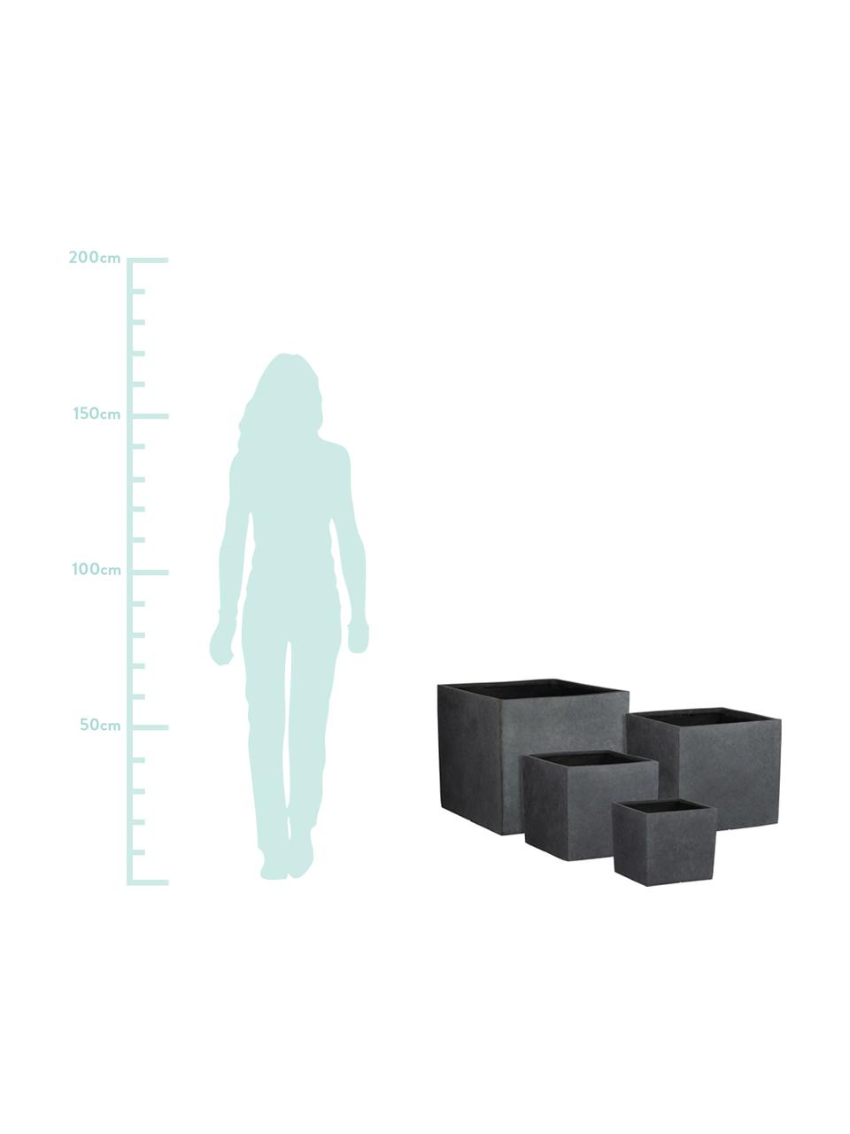 Cache-pot plastique XL Linea, 4 élém., Plastique, Anthracite, Lot de différentes tailles