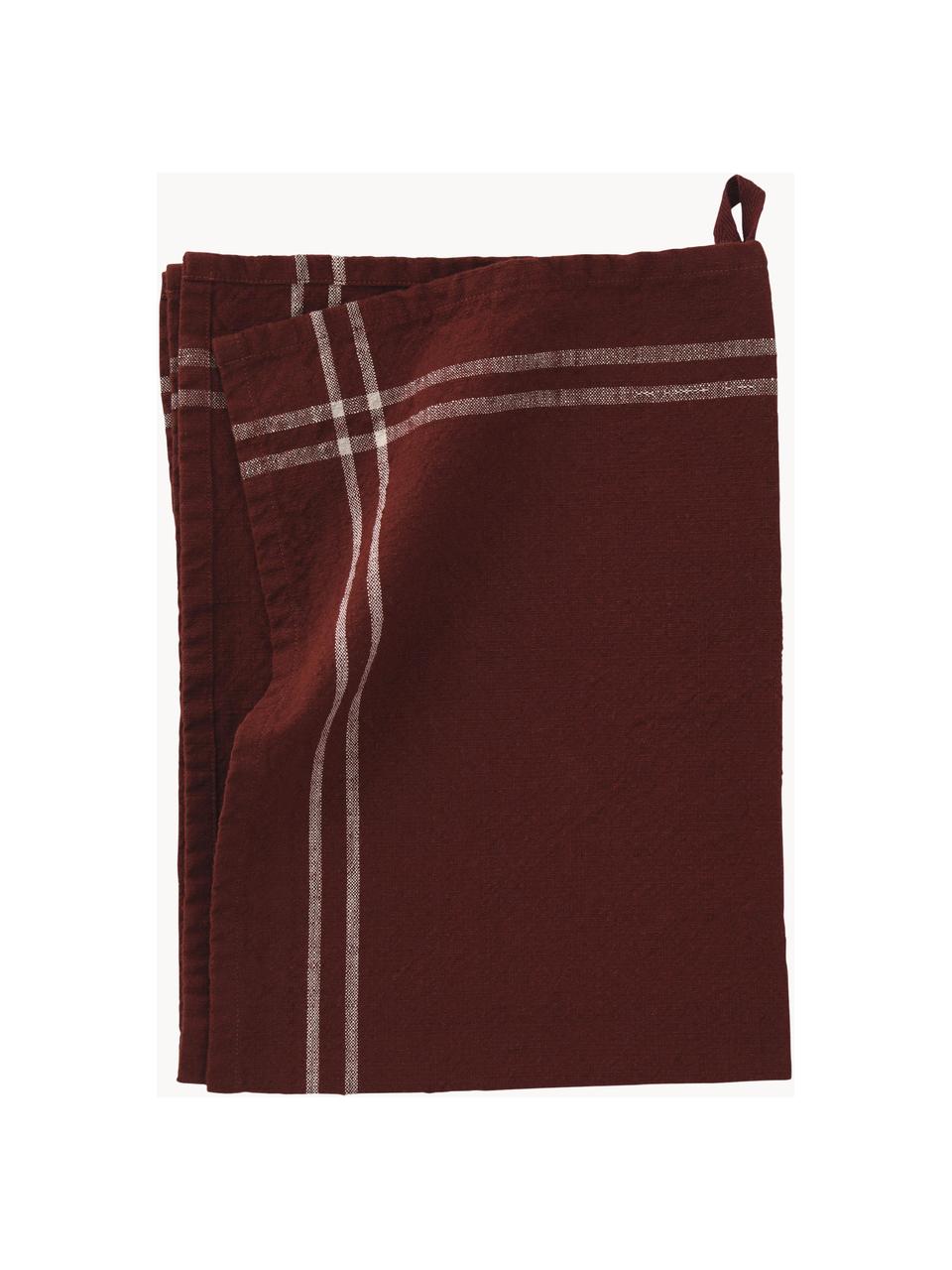 Ręcznik kuchenny z bawełny Julianne, 100% bawełna, Bordowy, beżowy, S 50 x D 70 cm