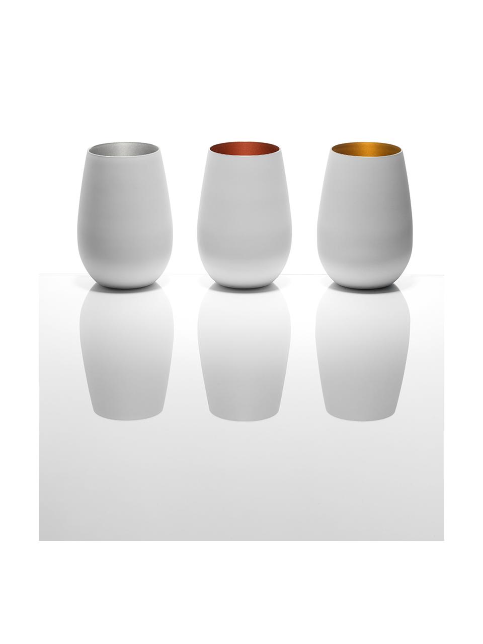 Křišťálová sklenice na long drink Elements, 6 ks, Potažený křišťál, Bílá, bronzová, Ø 9 cm, V 12 cm, 465 ml