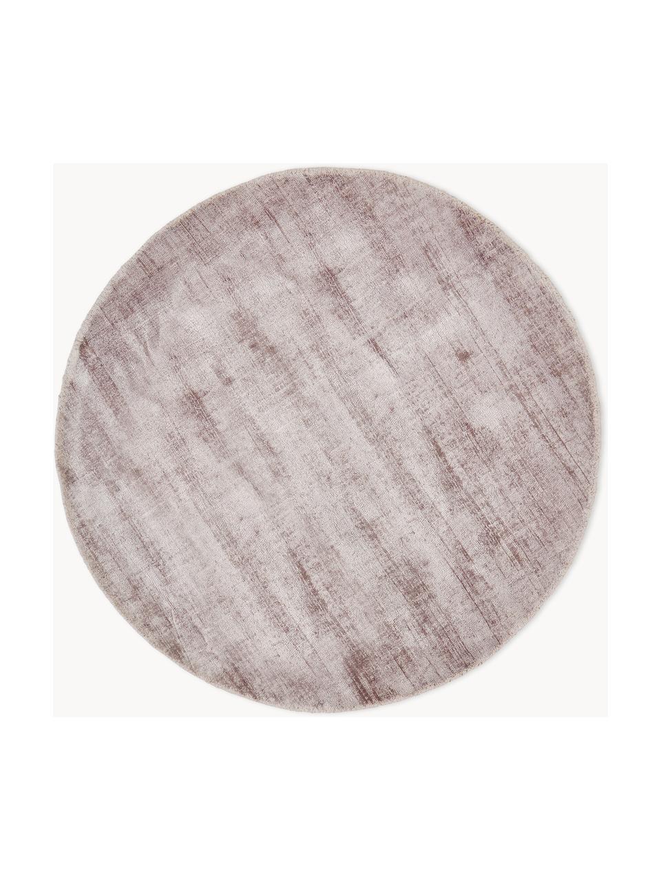 Rond viscose vloerkleed Jane, handgeweven, Onderzijde: 100% katoen Het in dit pr, Lavendel, Ø 115 cm (maat S)