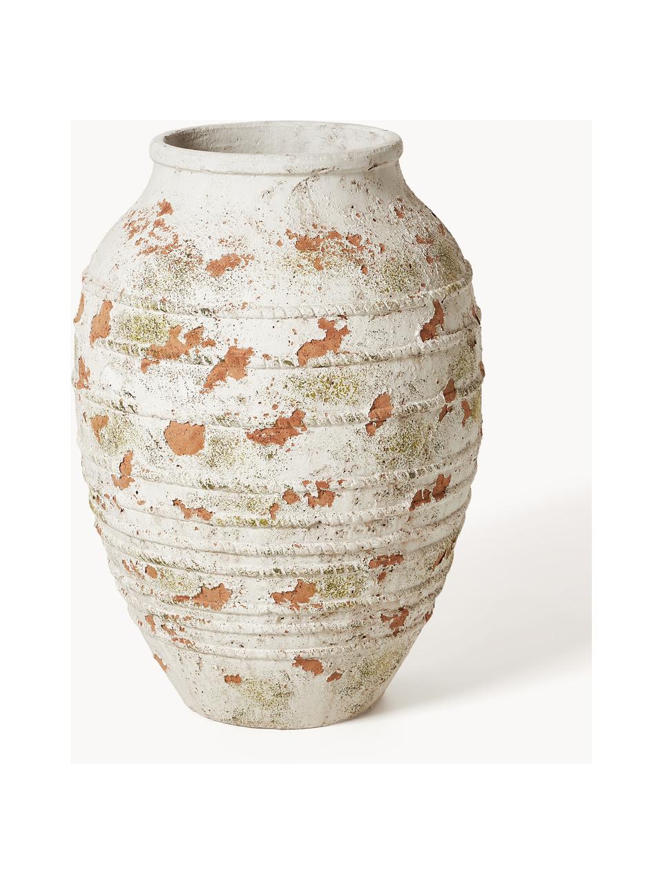 Cache-pot en béton Porto, haut. 71 cm, Béton, Blanc cassé, terracotta, vert, Ø 51 x haut. 71 cm