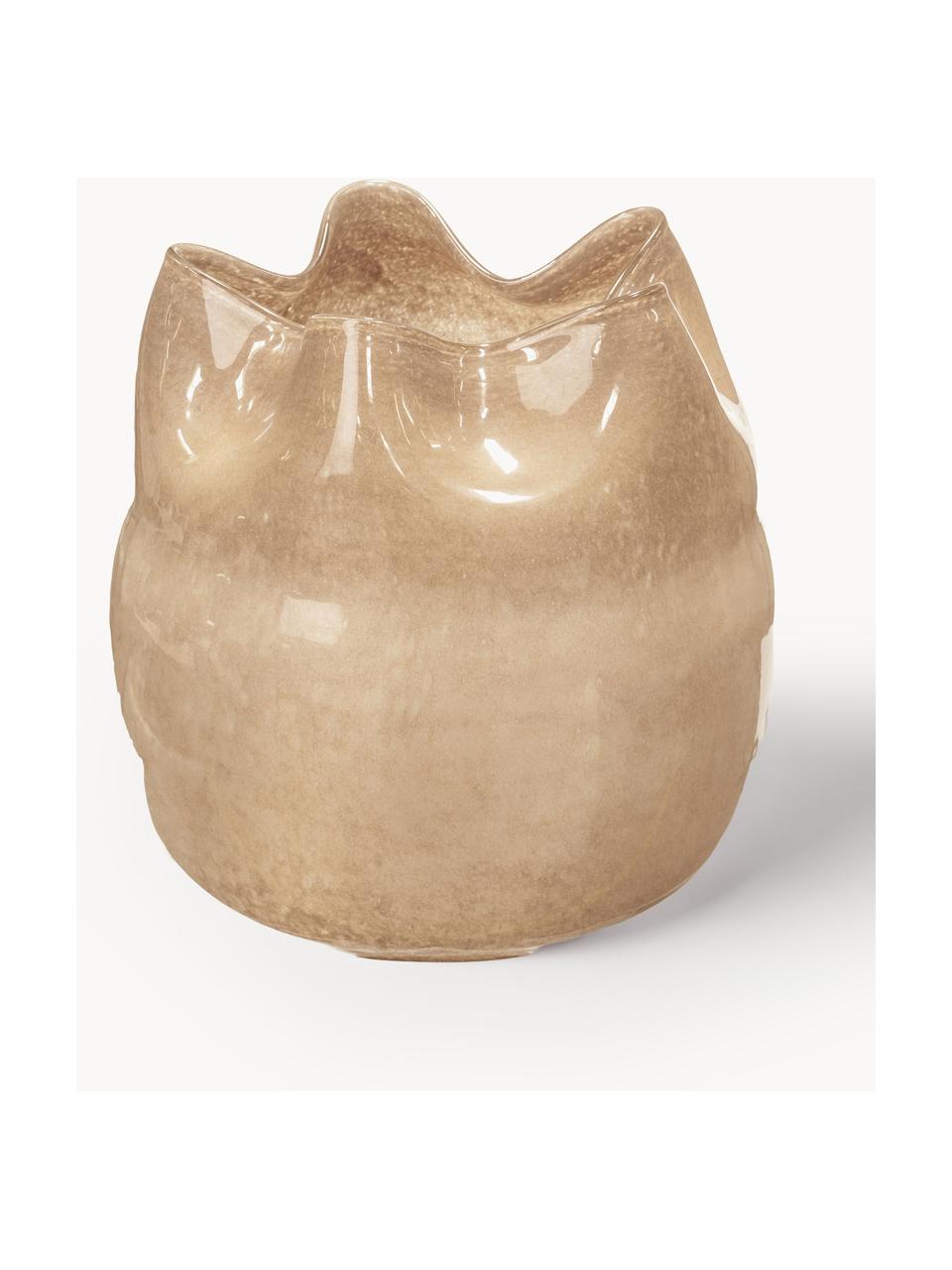 Vase en verre soufflé bouche Esther, haut. 30 cm, Verre, soufflé bouche, Beige, Ø 30 x haut. 30 cm