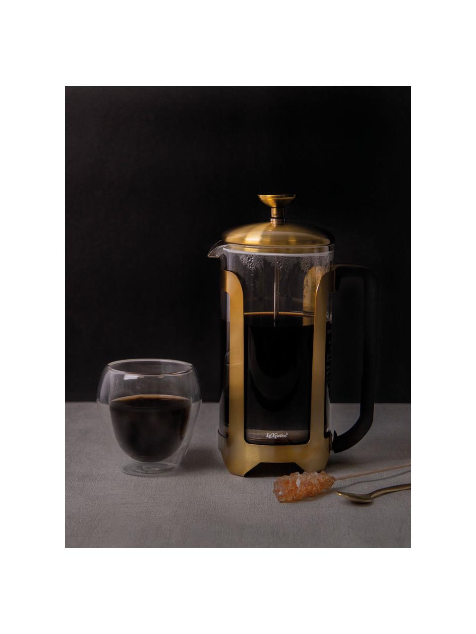 Kávovar Le’Xpress, zlatá/priehľadná, Borosilikátové sko, potiahnutý kov, Priehľadná, mosadzné odtiene, Objem: 1 l