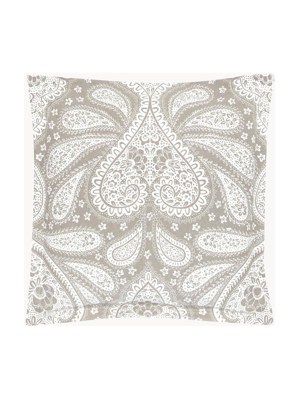 Housse de coussin 45x45 motif paisley Manon, 100 % coton bio, certifié GOTS, Taupe, larg. 45 x long. 45 cm