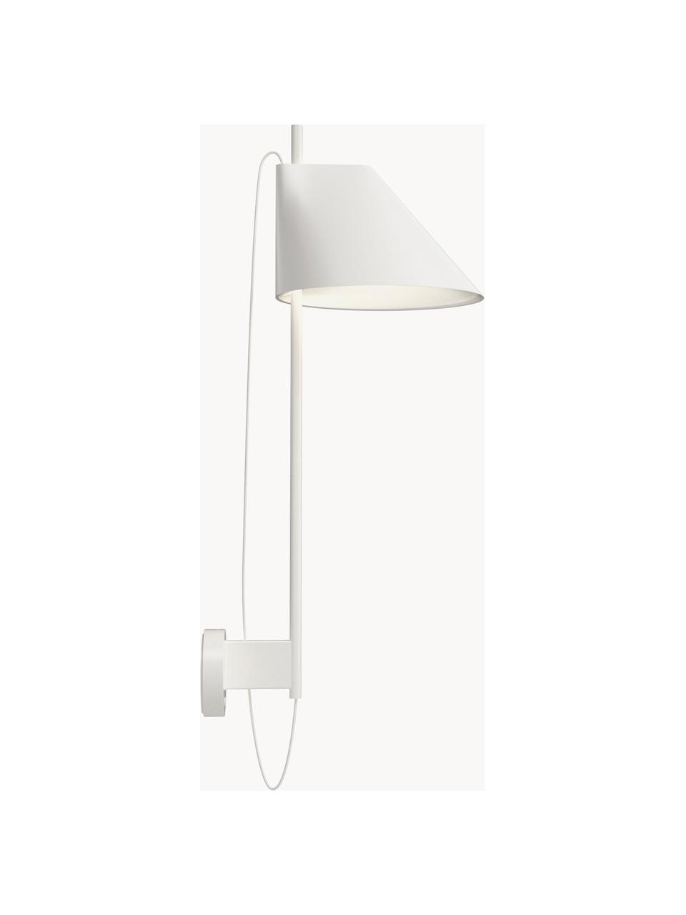 Applique a LED con luce regolabile e timer Yuh, Paralume: alluminio laccato, Struttura: ottone verniciato, Bianco, Larg. 30 x Alt. 63 cm