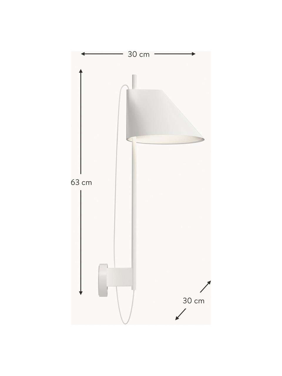 Aplique LED regulable con temporizador Yuh, Pantalla: aluminio pintado, Estructura: latón pintado, Blanco, An 30 x Al 63 cm