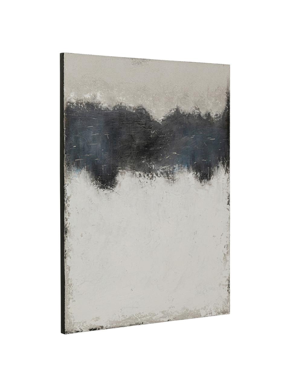 Cuadro en lienzo pintado a mano Yegua, Blanco, negro, An 90 x Al 120 cm