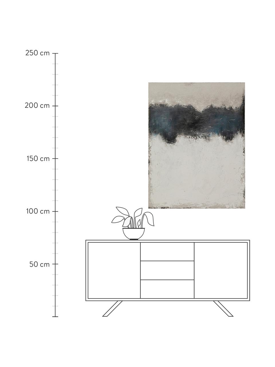 Cuadro en lienzo pintado a mano Yegua, Blanco, negro, An 90 x Al 120 cm
