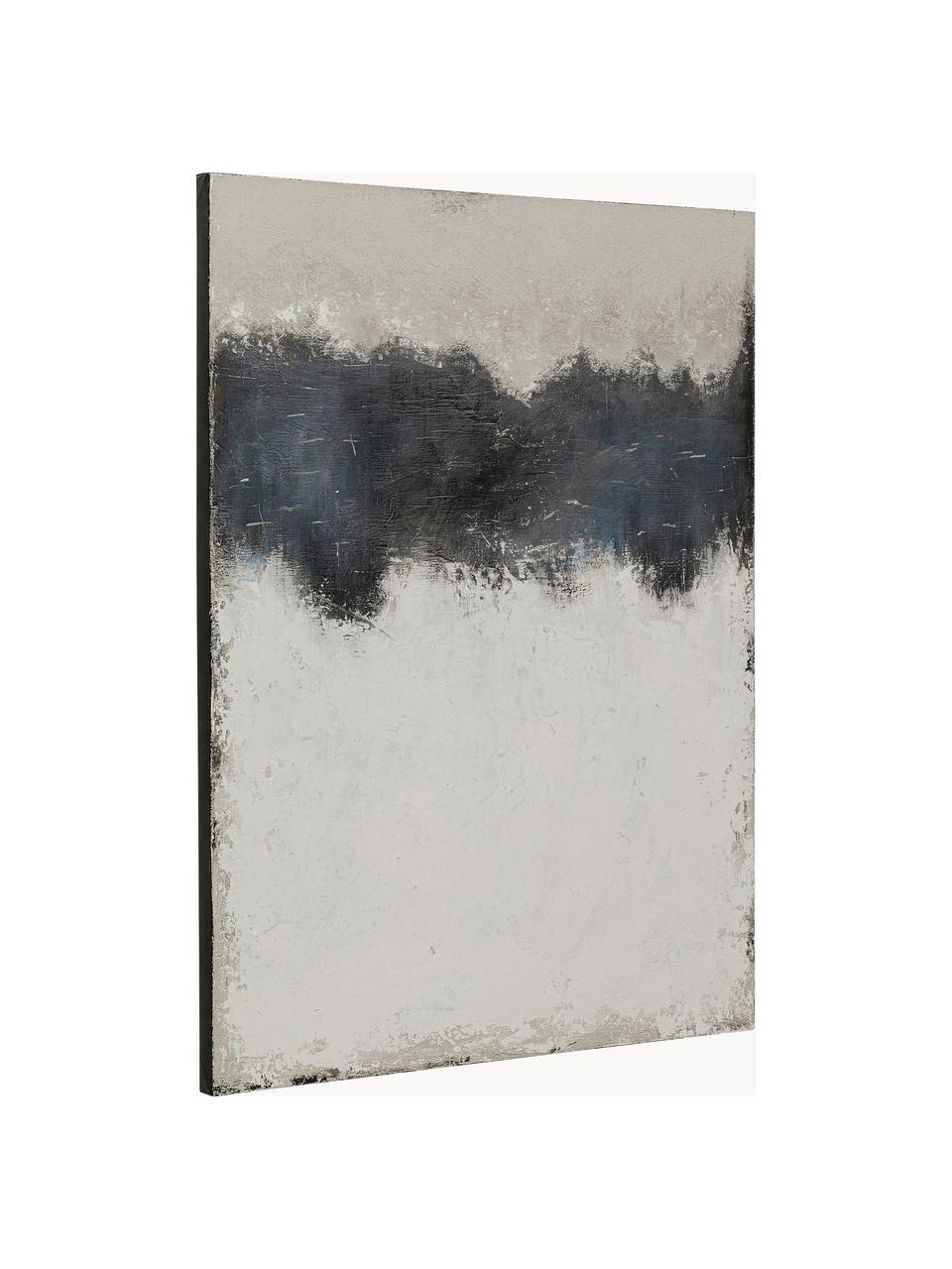 Quadro dipinto a mano Mare, Immagine: pittura acrilica su tela, Cornice: legno di abete, Tonalità beige e grigie, Larg. 90 x Alt. 120 cm