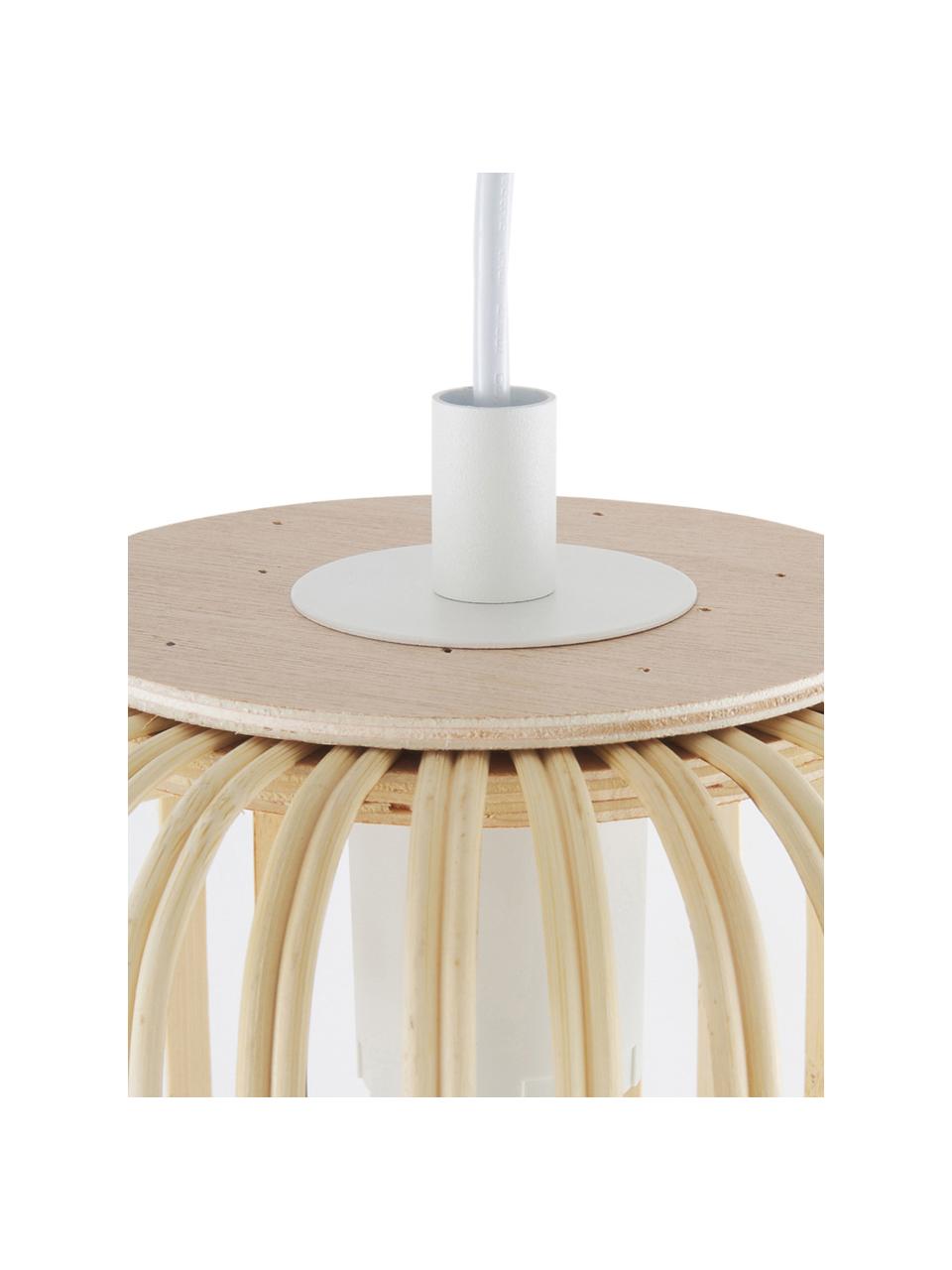 Lampa wisząca z drewna bambusowego Adam, Biały, jasny brązowy, Ø 35 x W 38 cm