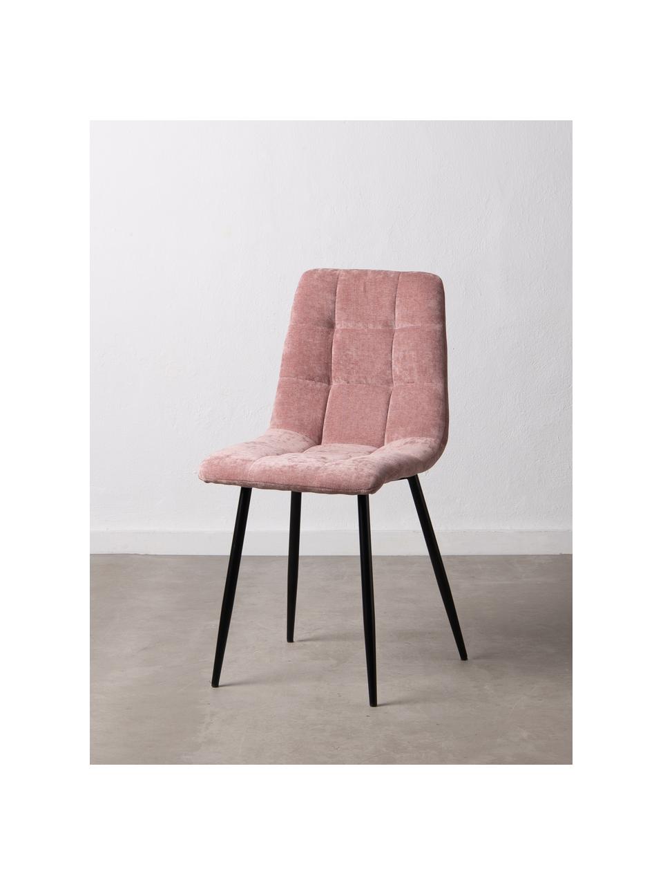 Sametová čalouněná židle Hope, Růžová, černá