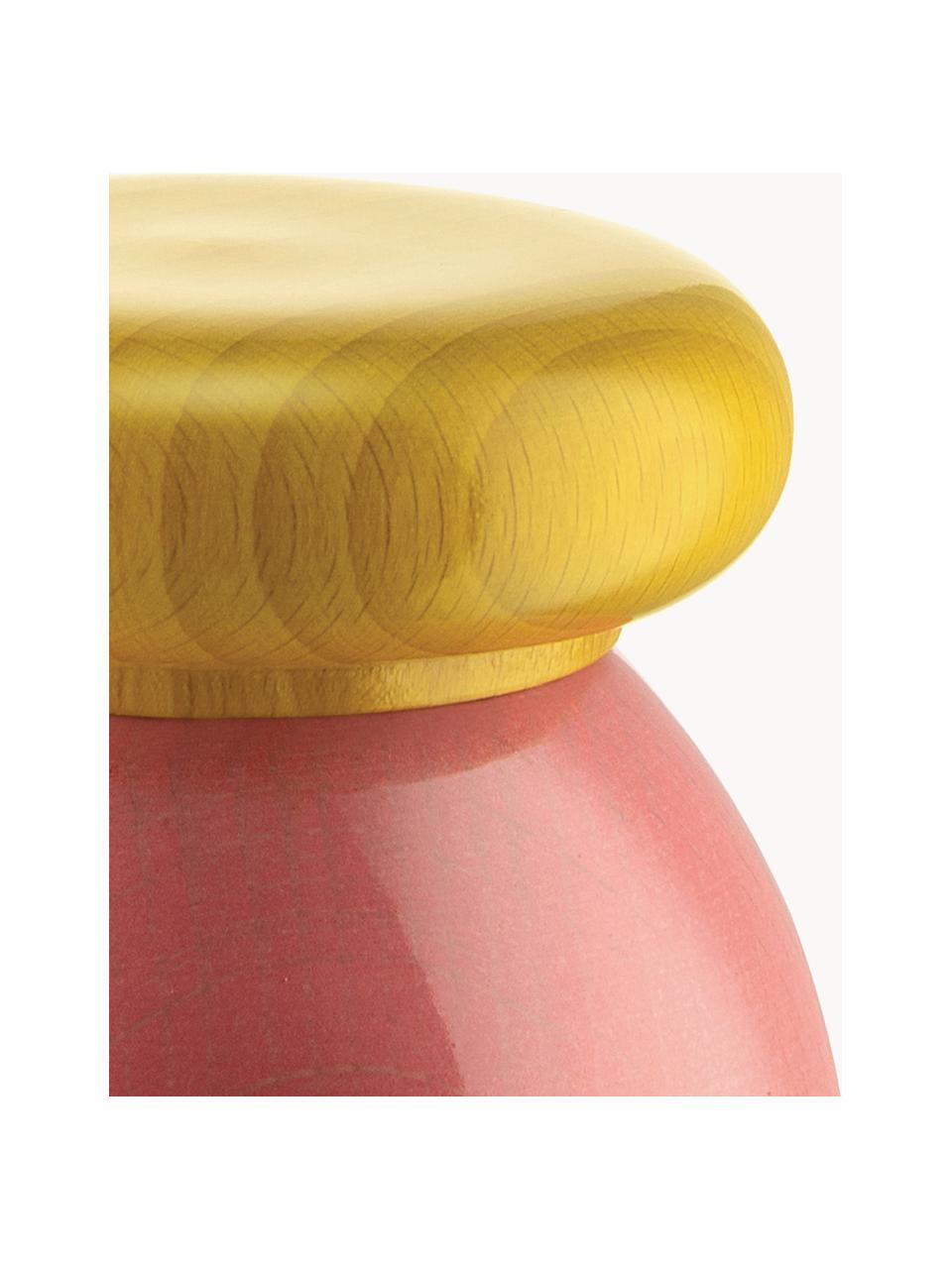 Macinaspezie Twergi, Legno di faggio, macinino in ceramica, Rosa, rosso, giallo acceso, Ø 7 x Alt. 11 cm