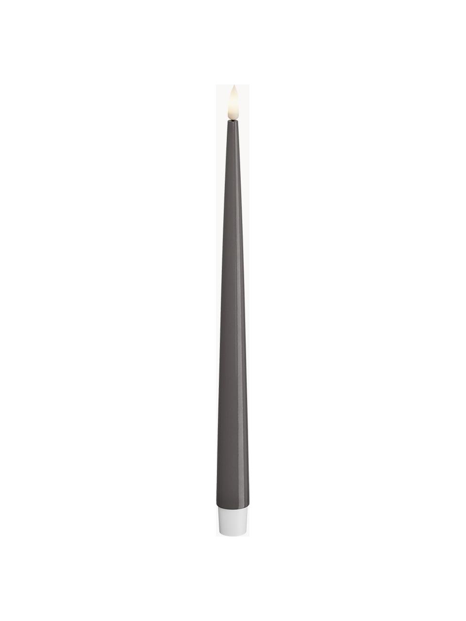 Handgefertigte LED-Stabkerzen Real Flame, H 28 cm, 2 Stück, Kunststoff mit Harzoberfläche, Dunkelgrau, H 28 cm