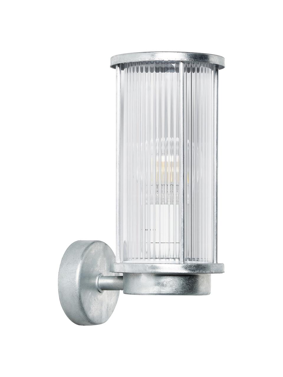Outdoor wandlamp Linton, Diffuser: kunststof, Zilverkleurig, Ø 13 x H 30 cm