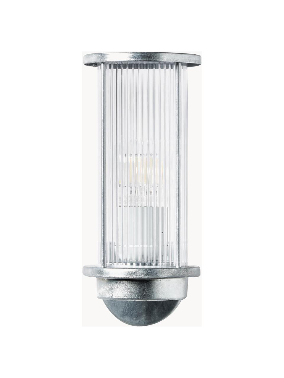 Outdoor wandlamp Linton, Diffuser: kunststof, Zilverkleurig, Ø 13 x H 30 cm