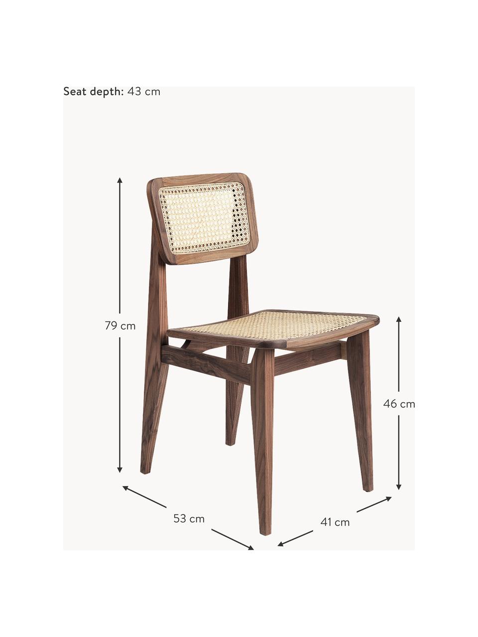 Drevená stolička z orechového dreva C-Chair, Orechové drevo, svetlobéžová, Š 41 x H 53 cm