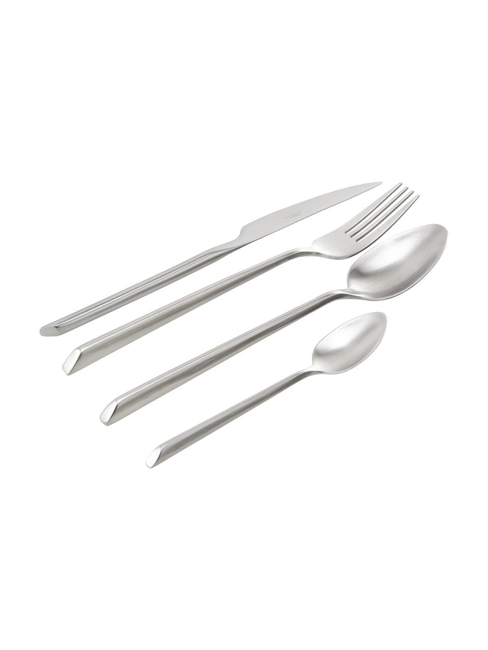 Satiniertes Besteck-Set Sletten aus rostfreiem Stahl, 4 Personen (16-tlg.), Rostfreier Stahl 18/8, Stahl, satiniert, L 22 cm