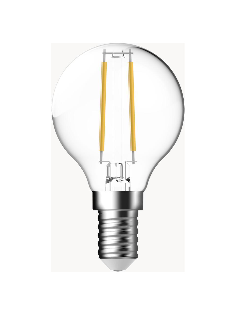 Lampadine E14, bianco caldo, 2 pz, Paralume: vetro, Base lampadina: alluminio, Trasparente, Ø 5 x 250 lm