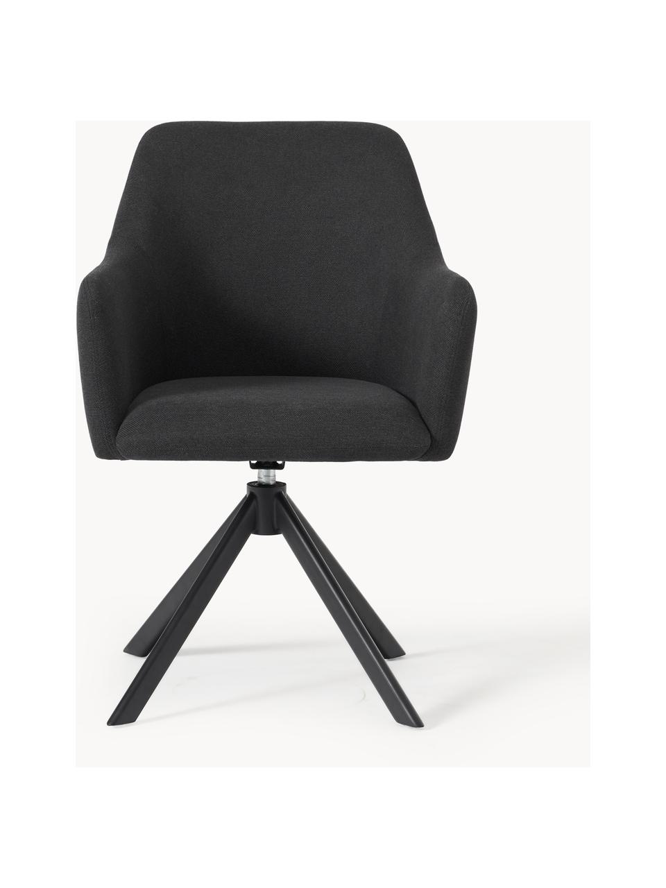 Otočná stolička s opierkami Isla, Čierna matná, Š 63 x H 58 cm
