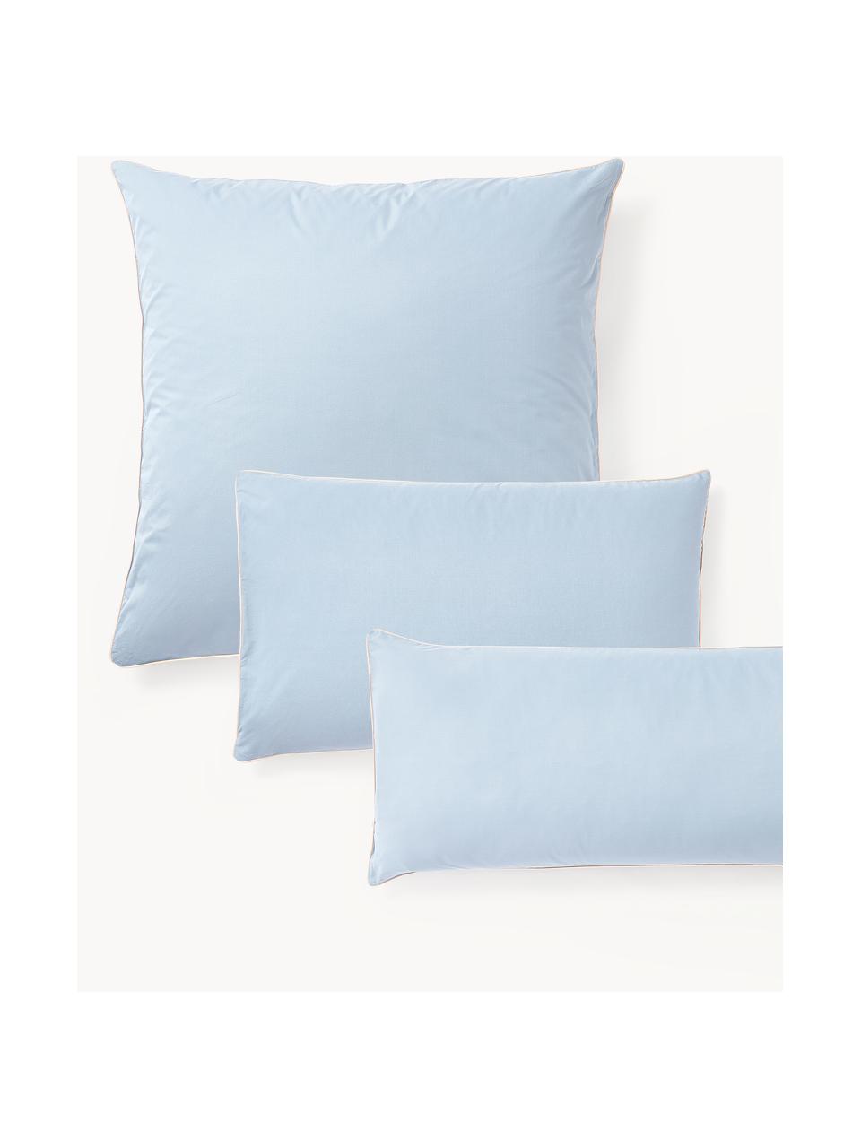 Taie d'oreiller en percale de coton avec passepoil Daria, Bleu ciel, beige clair, larg. 50 x long. 70 cm