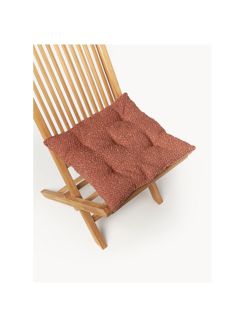 Coussins de chaise en tissu bouclé Bellamie, 2 pièces, Bouclé terracotta, larg. 40 x long. 40 cm