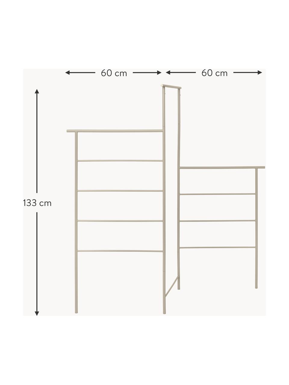 Porta asciugamani pieghevole in metallo Dora, Ferro verniciato a polvere, Beige chiaro opaco, Larg. 120 x Alt. 133 cm