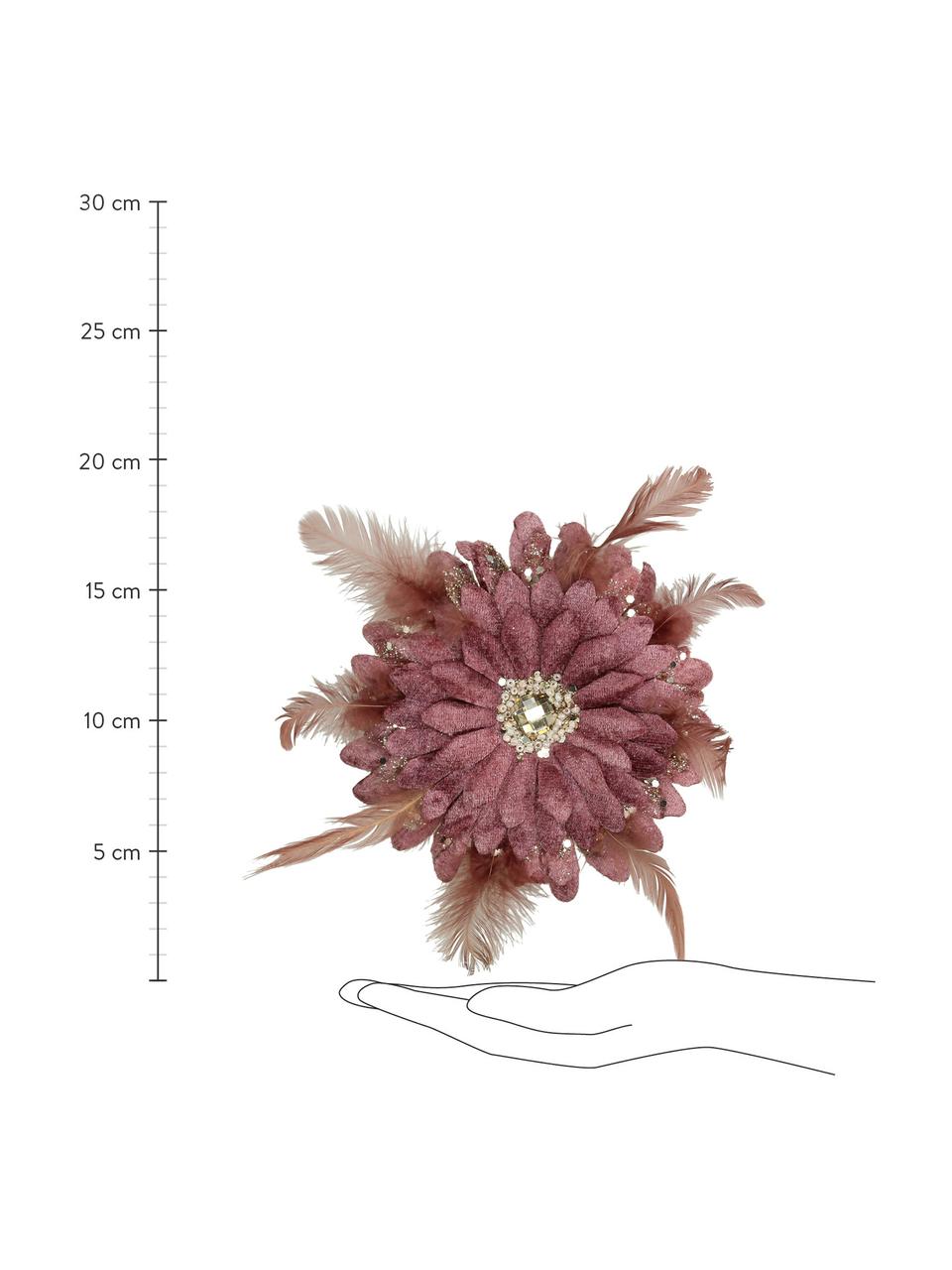 Fiore decorativo con clip Flower, Poliestere, materiale sintetico, Rosa cipria, dorato, Ø 20 cm