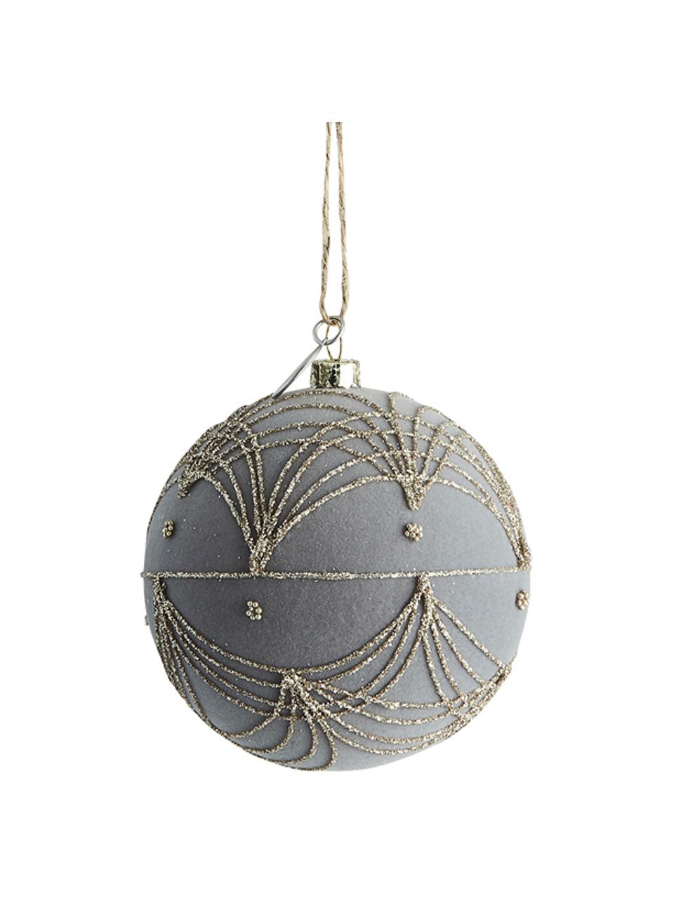 Pallina di Natale infrangibile Jalia 2 pz, Grigio, dorato, Ø 8 x Alt. 8 cm
