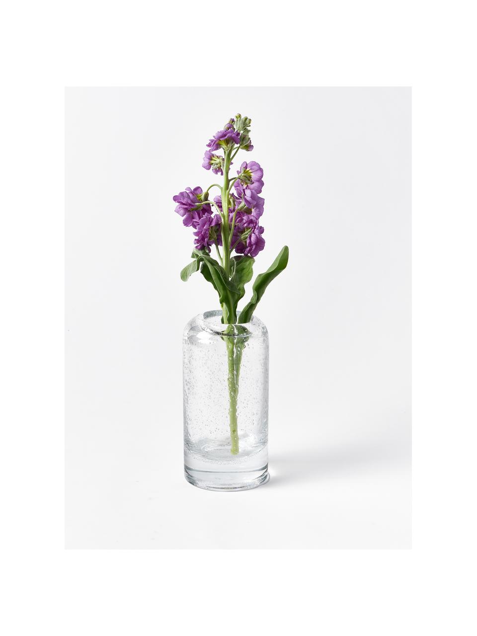 Kleine mundgeblasene Vase Dylla mit Luftbläschen, H 16 cm, Kalknatronglas, Transparent, Ø 8 x H 16 cm