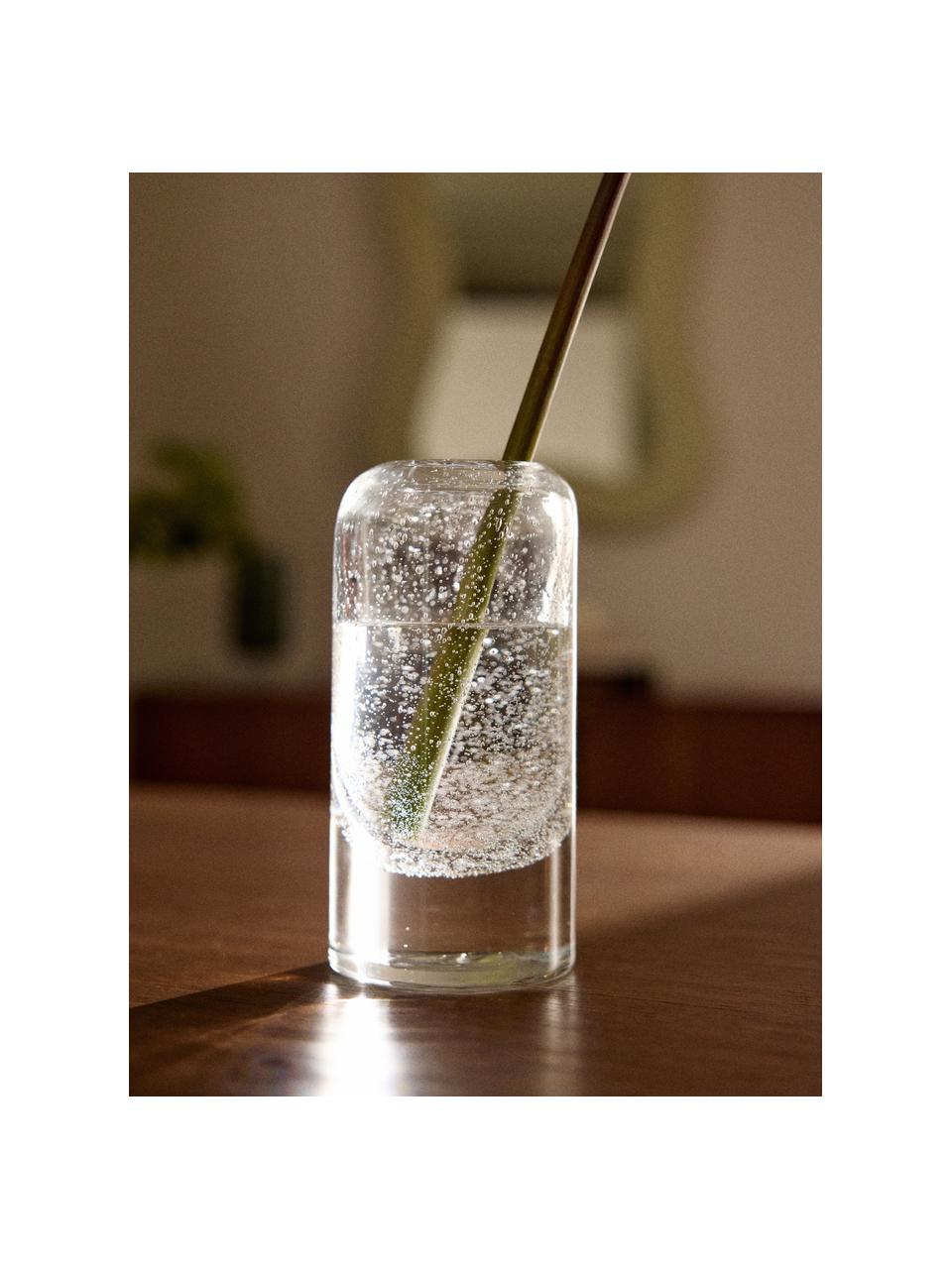 Malá foukaná váza s bublinkami Dylla, V 16 cm, Sodnovápenaté sklo, Transparentní, Ø 8 cm, V 16 cm