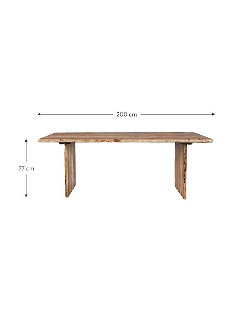 Mesa de madera de acacia Eneas, Madera de acacia con barniz de poliuretano, Acacia, An 200 x F 95 cm